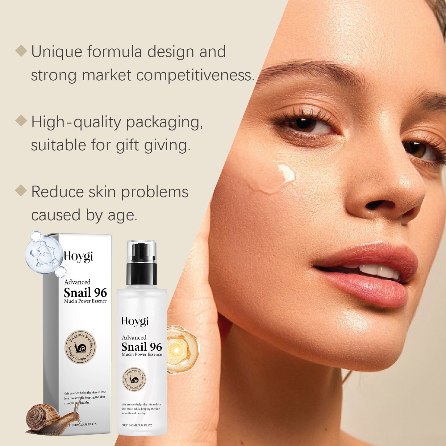 Hoygi Snail Mucin Serum – Hydrates, Moisturizes & Brightens Skin