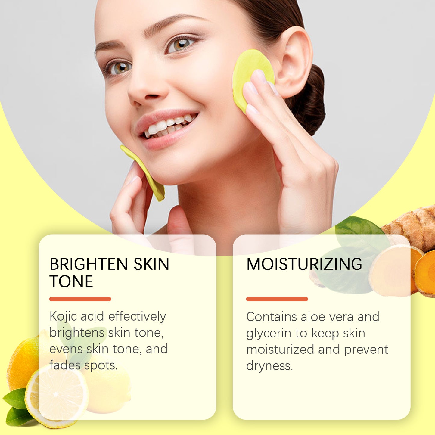 Jaysuing Turmeric Acid Cleanser Pad, Gently Cleans Facial Skin Pores And Reduces Acne Spots